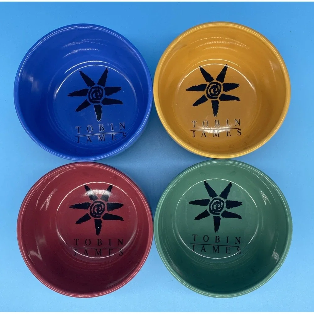 Tobin James Winery Branded Ceramic 4 Bowl Set. Multicolored Cereal Ice Cream